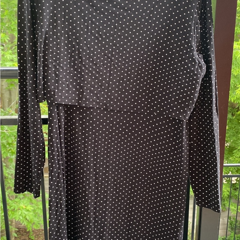 Maternity Black Polka Dot Long Sleeve Dress
